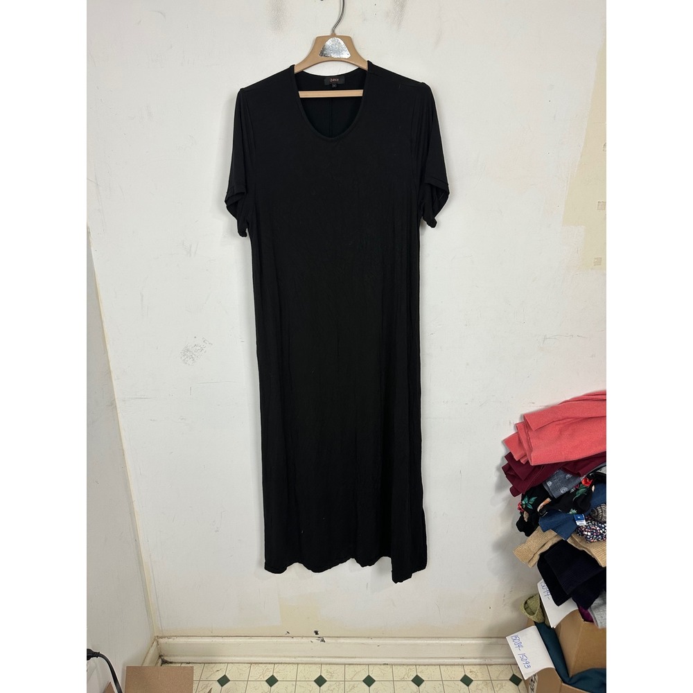 Quince Bamboo Jersey Maternity & Nursing T-Shirt Dress Black V-Neck L LB44294 - Picture 1 of 10
